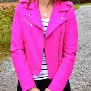 GAP Moto Jacket in Hot Pink Size ML
